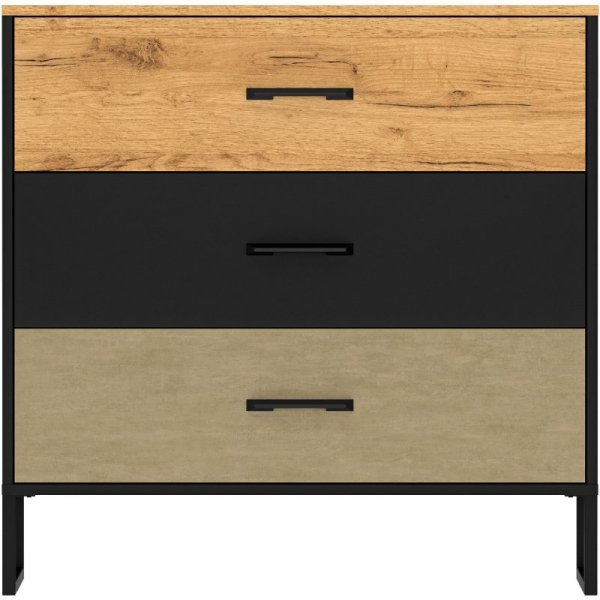 Komoda CLINT 05 dąb craft złoty / czarny / stal premium