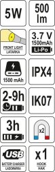 LATARKA ROBOCZA 500LM, LI-PO 3,7V 1500MAH (1 SZT)