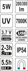 LATARKA WIELOFUNKCYJNA 5W COB 300LM (1 SZT)