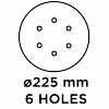 Papier ścierny na rzep 225 mm, K180, 5 szt., z 6 otworami do szlifierki 59G264, 59G265