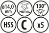 Wiertła do metalu Baildon BASIC DIN 338 RN NWKa 14 mm, HSS (S), 160-108 mm, wielokrotność 5