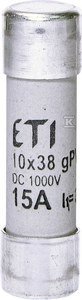 WKŁADKA CYLIND.CH10X38 GPV 15A/1000V DC (SZT)