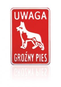 TABLICA 15*20CM UWAGA GROŹNY PIES (1 SZT)