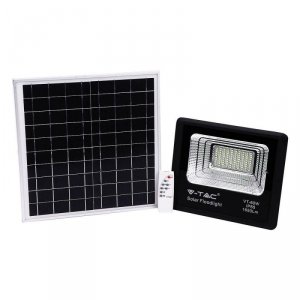 Projektor LED Solarny V-TAC 20W Czarny IP65, Pilot, Timer VT-60W 4000K 1650lm