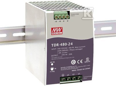 TDR-480-24 ZASILACZ NA SZYNĘ DIN 3-FAZO (SZT)
