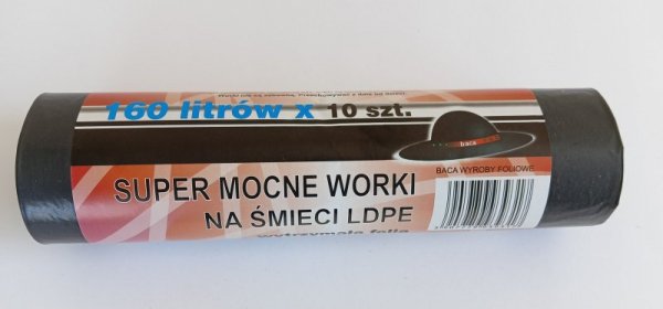 WORKI NA ŚMIECI 160L 90*110 CZARNE 10 SZTUK (1 OP)