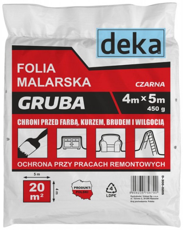 FOLIA MALARSKA GRUBA CZARNA 4*5M 450G (1 SZT)