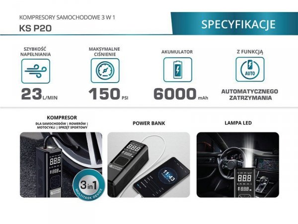 KOMPRESOR AKUMULATOROWY 3 W 1 KS P20 (1 SZT)