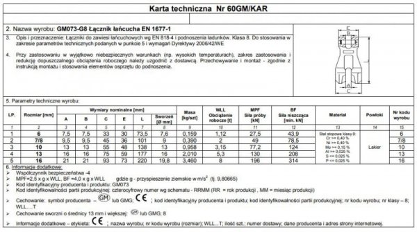 ŁĄCZNIK ŁAŃCUCHA GM073-G8 10 (1 SZT)