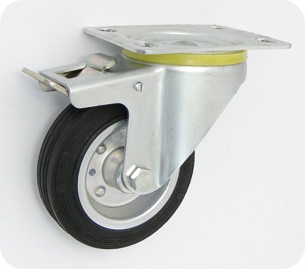 KOŁO METAL-GUMA 100MM OBUDOWA SKRĘTNA+HAMULEC 15H (1 SZT)