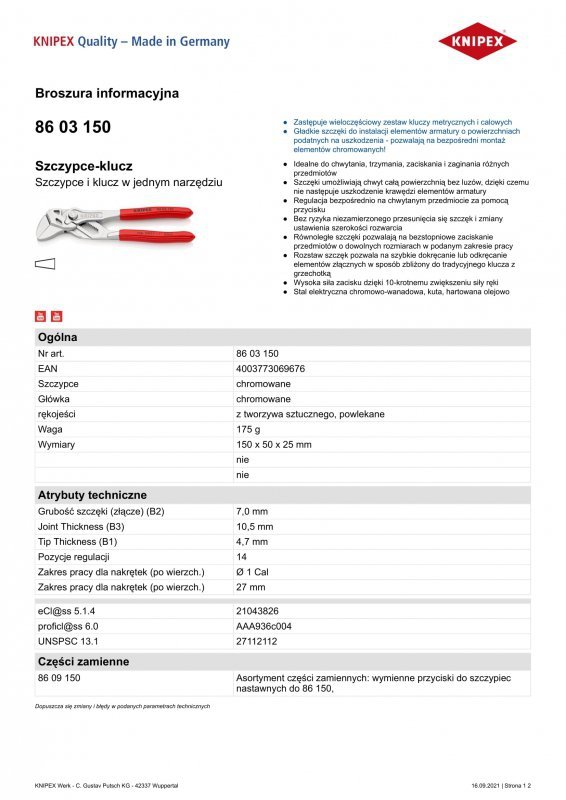 SZCZYPCE-KLUCZ MINI 150MM (1 SZT)