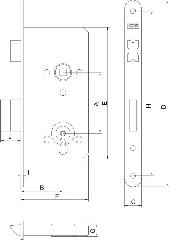 ZAMEK WPUSZCZANY LOB 90MM NA WKŁADKĘ ŻÓŁTY (1 SZT)