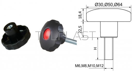 POKRĘTŁO GWIAZDKOWE POK 03 FI 50 M8*38 PP  828 (1 SZT)