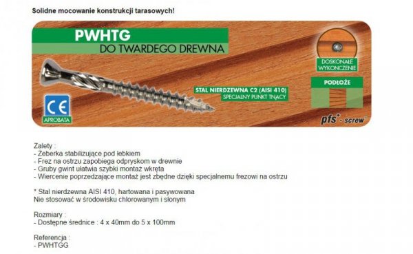 WKRĘT DO DREWNA TWARDEGO TROPIC C2 4*30MM T15 (2 STO)
