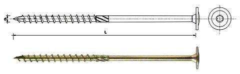 WKRĘT DO DREWNA Z KOŁNIERZEM NA TORX OCYNK ŻÓŁTY 6*50MM T30 (100 SZT)
