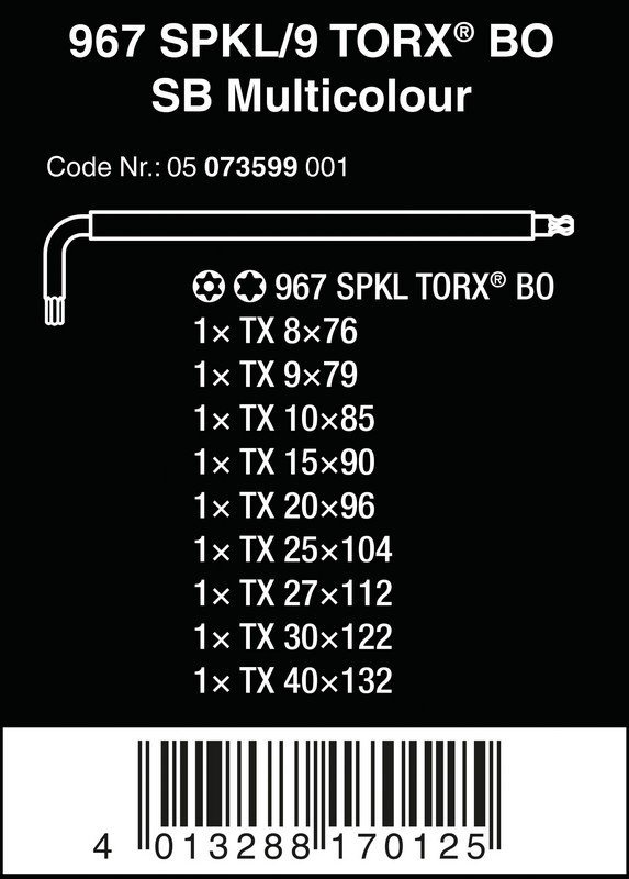 ZESTAW KLUCZY TORX 9 SZTUK (1 KPL)