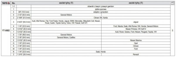 ZESTAW SEPARATORÓW DO ZACISKÓW HAMULCOWYCH 18 CZĘŚCI (1 KPL)