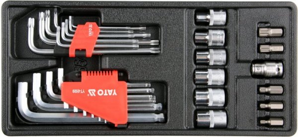 WKŁAD DO SZUFLADY KLUCZE HEX, TORX, NASADKI 31 CZĘŚCI (1 KPL)