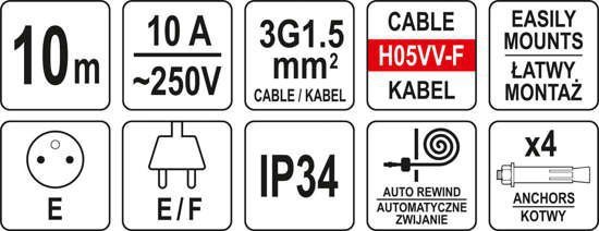 PRZEDŁUŻACZ ELEKTRYCZNY NA ZWIJAKU AUTOMAT 10M (1 SZT)