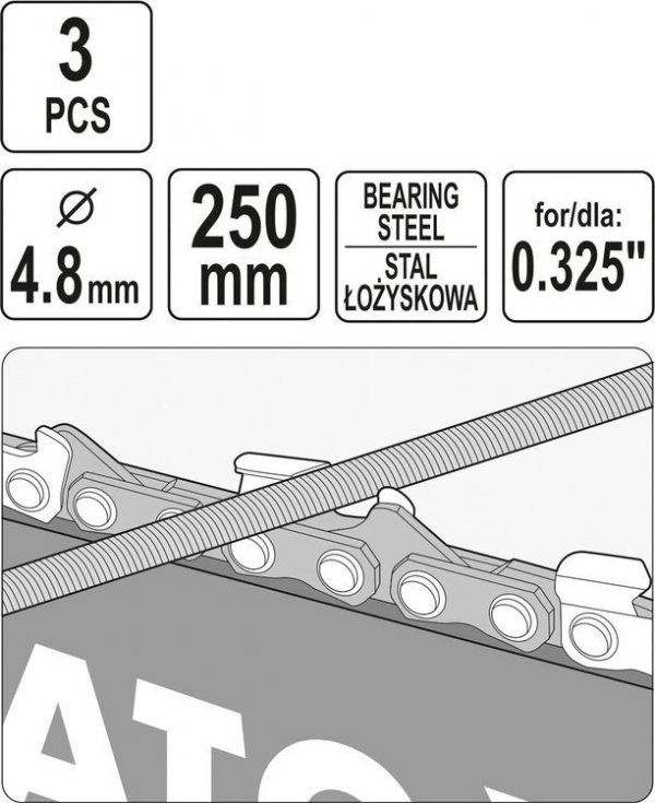 PILNIK OKRĄGŁY DO ŁAŃCUCHÓW 4.8MM 3 SZT. (1 KPL)