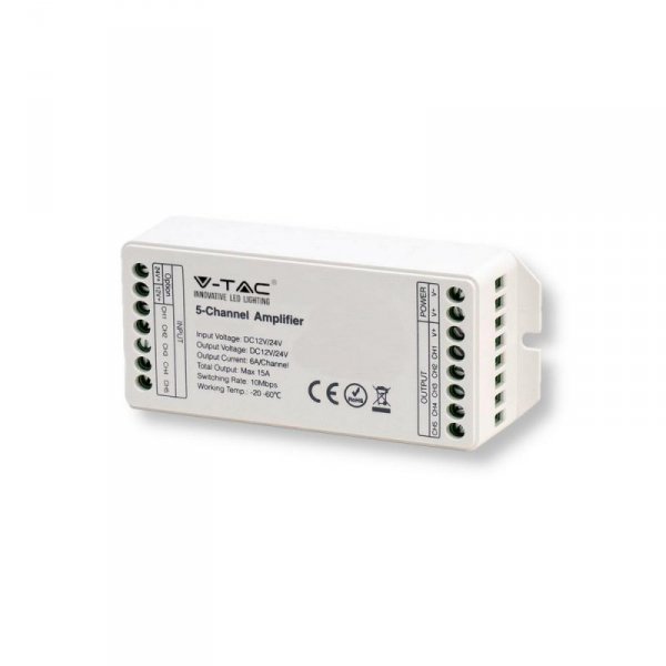 Wzmacniacz V-TAC 5 kanałowy 15A/MAX 12V-180W 24V-360W VT-2435