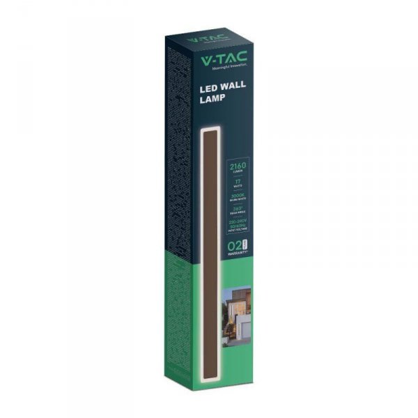 Oprawa Ścienna Elewacyjna LED Linia V-TAC 17W IP65 Brąz Corten 63cm VT-11117-C 4000K 2330lm