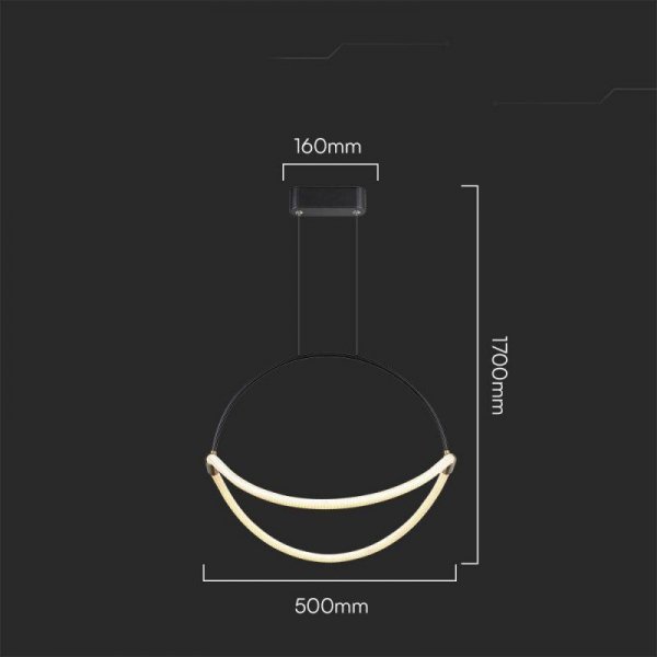 Oprawa Zwieszana V-TAC 16W LED 50cm Czarna VT-10125 3000K 1920lm