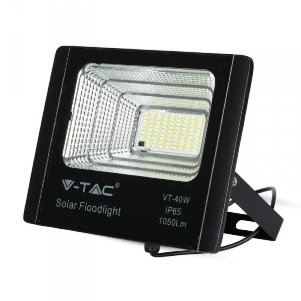 Projektor LED Solarny V-TAC 16W Czarny IP65, Pilot, Timer VT-40W 4000K 1050lm