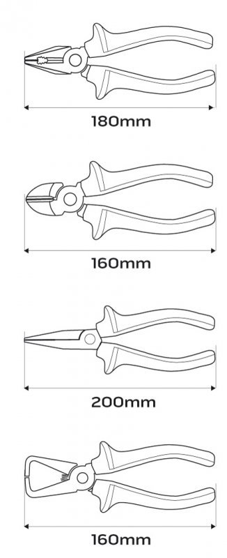Zestaw szczypiec 1000V, 4 szt.