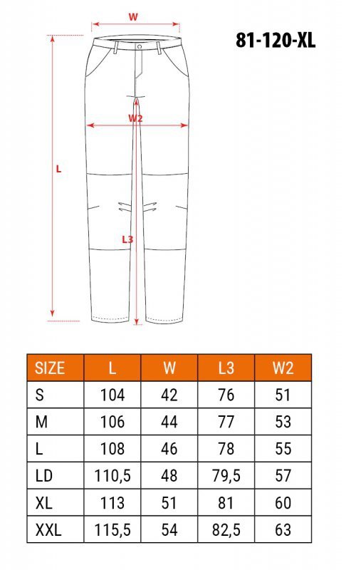 Spodnie robocze, białe, rozmiar XL/56
