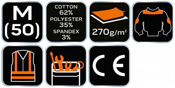 Bluza robocza PREMIUM, 62% bawełna, 35% poliester, 3% elastan, rozmiar M