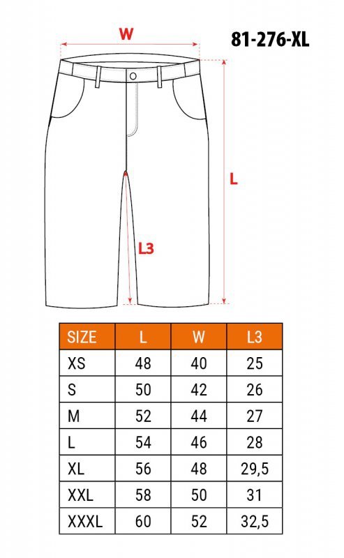 Krótkie spodenki PREMIUM, 62% bawełna, 35% poliester, 3% elastan, rozmiar XL