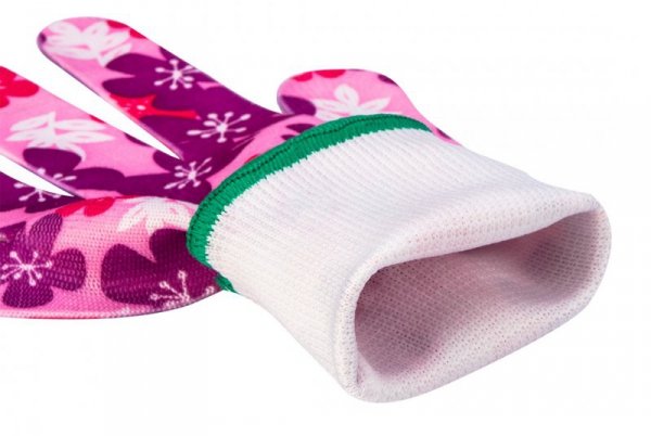 Rękawice ogrodowe , poliester, wzór kwiatki, rozmiar 8&quot; (5 szt.)