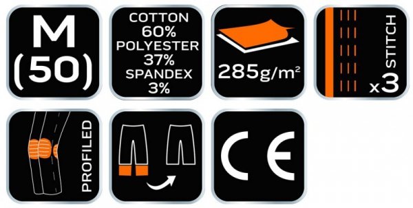 Spodnie robocze HD Slim, odpinane kieszenie, rozmiar M