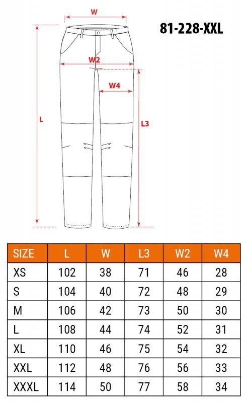 Spodnie robocze DENIM, wzmocnienia na kolanach, rozmiar XXL