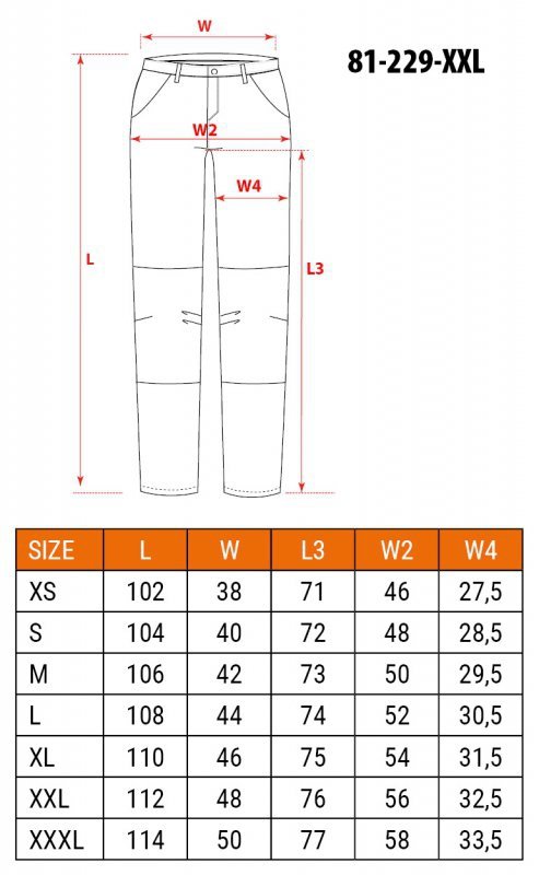 Spodnie robocze 5-kieszeniowe DENIM, rozmiar XXL