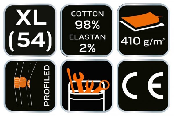 Spodnie robocze 5-kieszeniowe DENIM, czarne, rozmiar XL