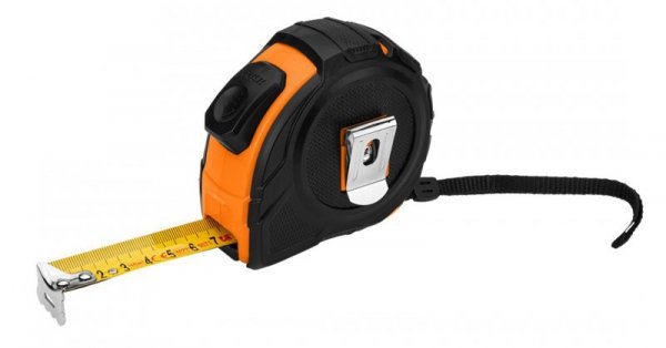 Miara zwijana stalowa 5 m x 25 mm, auto blokada, dwa przyciski stop