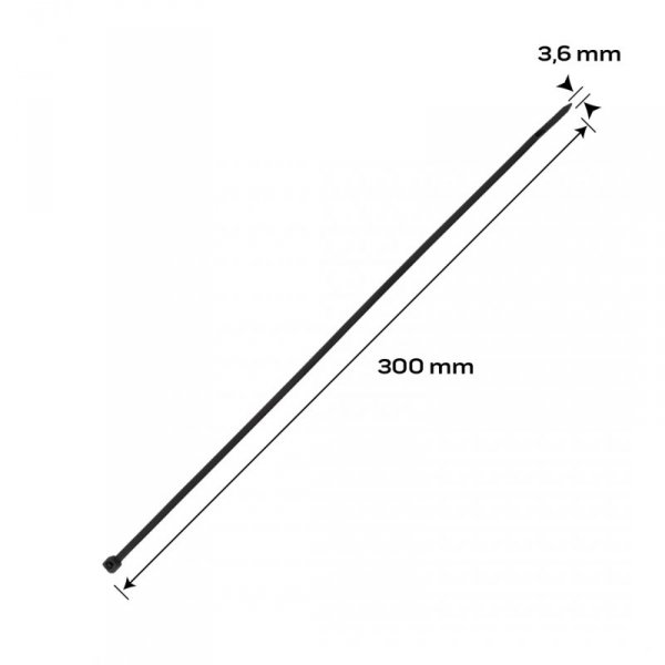Opaski zaciskowe EXTREME 3.6 × 300 mm, czarne, 100 szt.