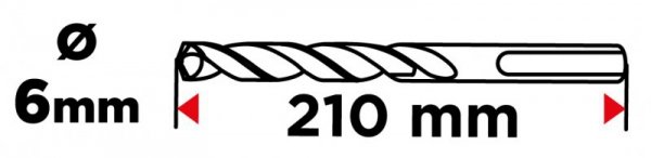 Wiertło do betonu zbrojonego SDS Plus 6 x 210 mm, quatro