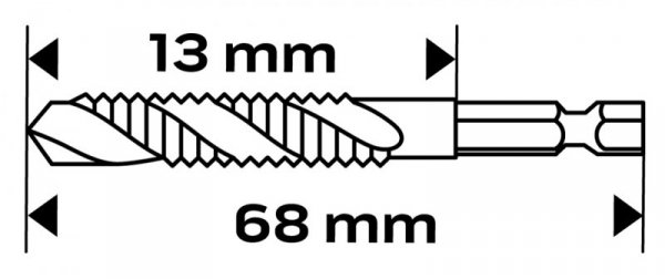 Wiertło gwintujące HSS TiN, M6x1 mm, Hex