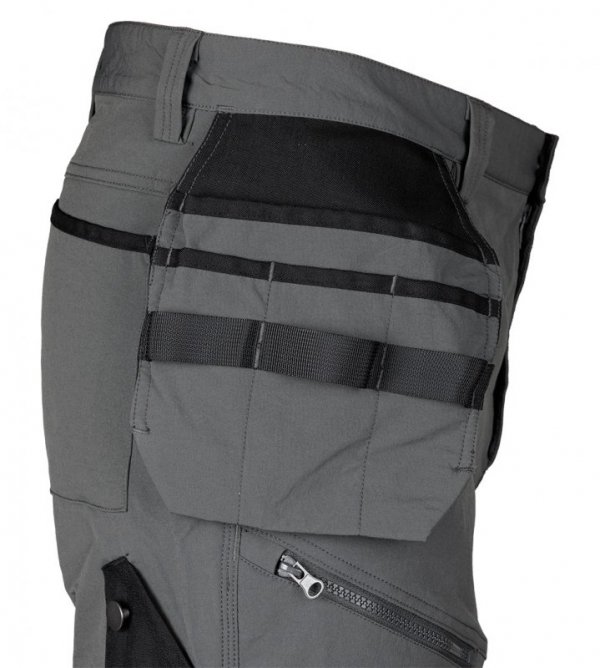 Spodnie robocze Mix&Match, 4 way stretch, z kaburami, Cordura, szaro-czarne, rozmiar M