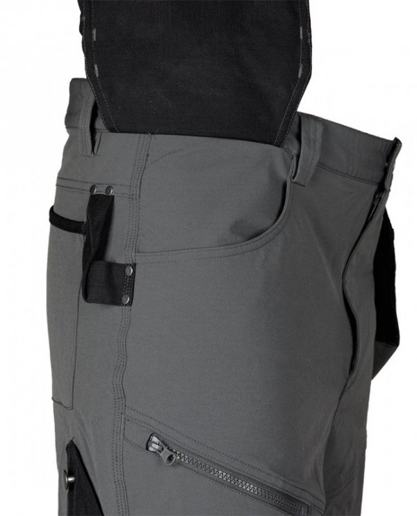 Spodnie robocze Mix&Match, 4 way stretch, z kaburami, Cordura, szaro-czarne, rozmiar XXXL