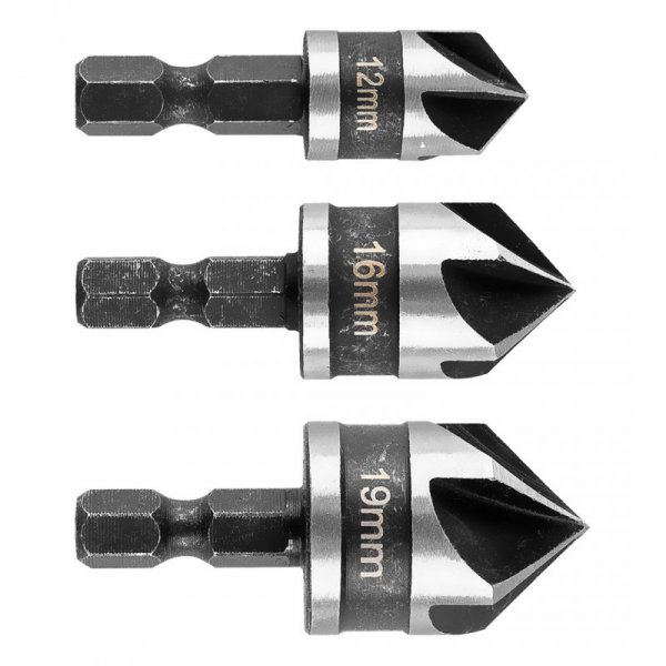 Zestaw fazowników Hex, 12, 16, 19 mm, zestaw 3 szt.