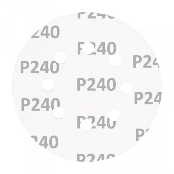 Krążki ścierne na rzep 125 mm, P240, 5 szt., z 8 otworami