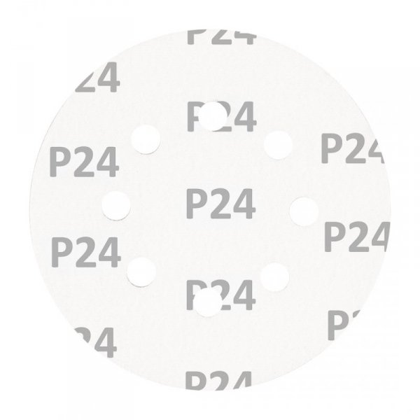 Krążki ścierne na rzep 125 mm, P24, 5 szt., z 8 otworami