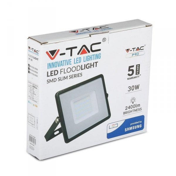 Projektor LED V-TAC 30W SAMSUNG CHIP Czarny VT-30 6400K 2400lm 5 Lat Gwarancji