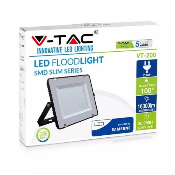 Projektor LED V-TAC 200W SAMSUNG CHIP Czarny VT-200 4000K 16000lm 5 Lat Gwarancji