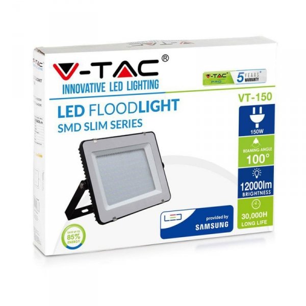 Projektor LED V-TAC 150W SAMSUNG CHIP Czarny VT-150 3000K 12000lm 5 Lat Gwarancji