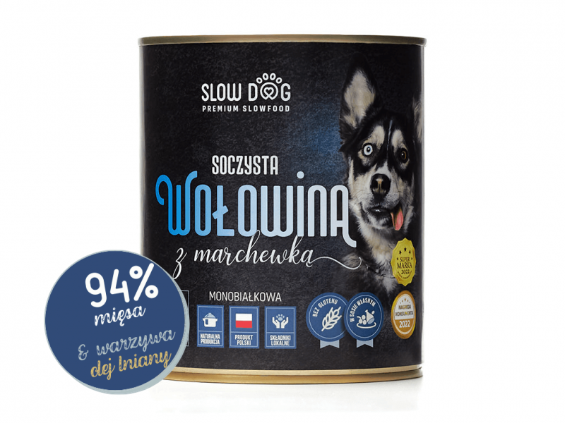 SLOW DOG Soczysta wołowina z marchewką 850g ZESTAW 6 szt. 